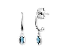 Engelsrufer Damen Creole aus Sterling Silber - besetzt mit 2 türkisfarbenen Zirkonia Steinen - Steckverschluss - nickelfrei - 18mm