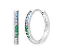 Engelsrufer Damen Creole aus Sterling Silber - besetzt mit 26 mehrfarbigen Zirkonia Steinen - Clipverschluss - nickelfrei - 21 mm