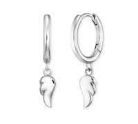 Engelsrufer Damen Creole aus Sterling Silber mit einem silbernen beweglichen Engel Flügelchen - Clipverschluss - nickelfrei - Größe: 23mm