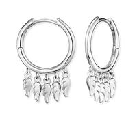 Engelsrufer Damen Creole aus Sterling Silber mit fünf silbernen beweglichen Flügeln - Clipverschluss - nickelfrei - Größe: 24mm