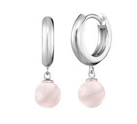 Engelsrufer Damen Creole aus Sterling Silber mit Rosenquarz Perle Anhänger, Clipverschluss, nickelfrei, 13mm, ERE-RQ-CR