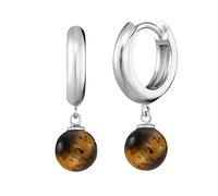 Engelsrufer Damen Creole aus Sterling Silber mit Tigerauge Perle Kraftstein Anhänger, Clipverschluss, nickelfrei, 13mm, ERE-TE-CR