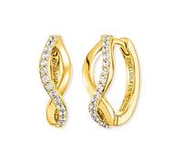 Engelsrufer Damen Creole Paradise aus vergoldetem Sterling Silber, besetzt mit 30 Zirkonia Steinen, Clipverschluss, nickelfrei, 16,5 mm, ERE-PARADISE-ZI-G-CR