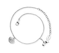 Engelsrufer Damen Fußkettchen Aloha aus Sterling Silber mit Muschel und Flossen Anhänger - Karabinerverschluss - in der Länge verstellbar - nickelfrei