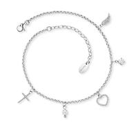 Engelsrufer Damen Fußkettchen aus Sterling Silber mit Zirkonia, Perle und Anhänger - Karabinerverschluss - längenverstellbar - nickelfrei - Größe: - Größe: 22+5cm