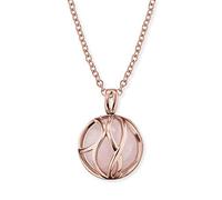 Engelsrufer Damen Halskette aus rosévergoldetem Sterling Silber und roséfarbenem Anhänger mit Rosenquarz - Karabinerverschluss - in zwei Längen verstellbar - Länge: 50cm