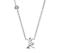 Engelsrufer Damen Halskette aus Sterling Silber mit Anhänger Buchstabe K - besetzt mit einem Zirkonia Stein - in zwei Längen verstellbar - Länge: 44cm