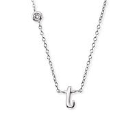 Engelsrufer Damen Halskette aus Sterling Silber mit Anhänger Buchstabe T - besetzt mit einem Zirkonia Stein - in zwei Längen verstellbar - Länge: 44cm
