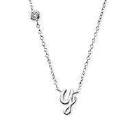 Engelsrufer Damen Halskette aus Sterling Silber mit Anhänger Buchstabe Y - besetzt mit einem Zirkonia Stein - in zwei Längen verstellbar - Länge: 44cm