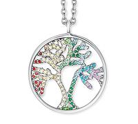 Engelsrufer Damen Halskette aus Sterling Silber mit Lebensbaum Anhänger Multikolor - besetzt mit 118 bunten Zirkonia Steinen - Karabinerverschluss - in zwei Längen verstellbar - nickelfrei