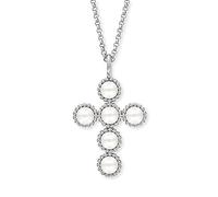 Engelsrufer Damen Halskette aus Sterling Silber mit Muschelkernperlen Anhänger in Kreuzform - in drei Längen verstellbar - nickelfrei- Länge: 50 cm