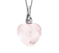 Engelsrufer Damen Halskette aus Sterling Silber mit Rosenquarz Stein in Herzform - Karabinerverschluss - nickelfrei - Gesamtlänge 50 cm