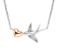Engelsrufer Damen Halskette aus Sterling Silber mit Schwalbe und Herz in Bicolor, Karabinerverschluss, nickelfrei, Größe: 40+4 cm, ERN-LOVE-BIRD-BIR