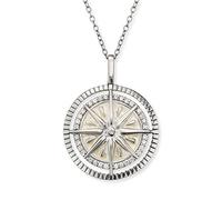 Engelsrufer Damen Halskette aus Sterling Silber mit Windrose Anhänger, Emaille & Zirkonia, Karabinerverschluss, verstellbar, 50 cm, nickelfrei