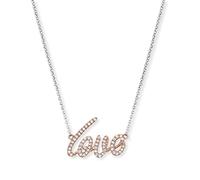 Engelsrufer Damen Halskette aus Sterling Silber und Love Anhänger in roségold - besetzt mit 53 Zirkonia Steinen - Karabinerverschluss - in zwei Längen verstellbar - Länge: 44cm