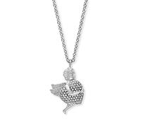 Engelsrufer Damen Halskette aus Sterling Silber und Schutzengel mit Herz Anhänger rhodiniert - Karabinerverschluss - in drei Längen verstellbar - nickelfrei