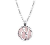 Engelsrufer Damen Halskette aus Sterling Silber und silbernem Anhänger mit Rosenquarz - Karabinerverschluss - in zwei Längen verstellbar - Länge: 50cm