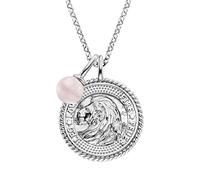 Engelsrufer Damen Halskette aus Sterling Silber und Sternzeichen Löwe Anhänger - besetzt mit 4 Zirkonia Steinen und einem Rosenquarz Stein Anhänger - Länge: 50cm