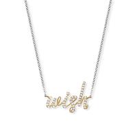 Engelsrufer Damen Halskette aus Sterling Silber und vergoldetem Anhänger mit Wish Schriftzug - besetzt mit 38 Zirkonia Steinen - Karabinerverschluss - in zwei Längen verstellbar