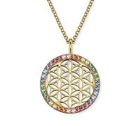 Engelsrufer Damen Halskette aus vergoldetem Sterling Silber mit Lebensblume Anhänger und Zirkonia, nickelfrei