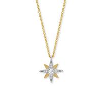 Engelsrufer Damen Halskette aus vergoldetem Sterling Silber mit Stern Motiv Anhänger Bicolor - besetzt mit 9 Zirkonia Steinen - Karabinerverschluss - nickelfrei