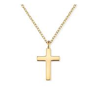 Engelsrufer Damen Halskette aus vergoldetem Sterling Silber und schlichtem Kreuz Anhänger - Karabinerverschluss - in zwei Längen verstellbar - nickelfrei