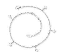 Engelsrufer Damen Keep it so simple Fußkettchen aus Sterling Silber, mit 5 Zirkonia-Anhänger, Karabinerverschluss, längenverstellbar, nickelfrei, Größe: 22+5cm