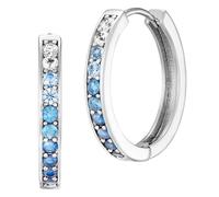 Paar Creolen ENGELSRUFER "Ocean Shade" Gr. 21, silber (silberfarben, kristallweiß, aquablau, blau, hellblau, kristallweiß, aquablau, blau, hellblau), Ohrringe, Damen, 21, Silber 925 (Sterlingsilber), 