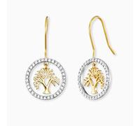 Paar Ohrhaken ENGELSRUFER "Lebensbaum", gold (silberfarben, gelbgoldfarben, kristallweiß, kristallweiß), Ohrringe, Damen, Silber 925 (Sterlingsilber), Made in Germany - mit Zirkonia (synth.) (45691327