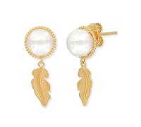 Engelsrufer ERE-GLORY-FEDER-STG Damenohrstecker Perle mit Feder Goldfarben