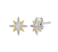 Engelsrufer Damen Ohrstecker Bicolor Stern Symbol aus Sterling Silber in silber und gold - besetzt mit 10 Zirkonia Steinen - Steckverschluss - nickelfrei