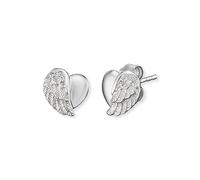 Engelsrufer Damen Ohrstecker Herzflügel Bicolor aus Sterling Silber, Zirkonia Steine, Steckverschluss, nickelfrei, Allergiker freundlich
