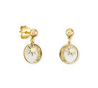 Engelsrufer Damen Ohrstecker Sonne, Mond und Sterne aus vergoldetem Sterling Silber mit weißer Emaille - Steckverschluss - nickelfrei - 17mm