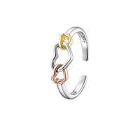 Engelsrufer Damen Ring With Love aus Sterlingsilber mit Herzsymbolen Tricolor, Größenverstellbar, ERR-WITHLOVE-03-TRI