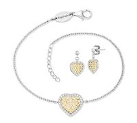 Engelsrufer Damen Schmuck Set - Armband & Ohrringe Herz Blume des Lebens - mit weißen Zirkonia - eleganter Modeschmuck, 17+3 cm, Sterling Silber, kein Edelstein, 17 + 3 cm, Sterling-Silber, Kein