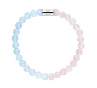 Engelsrufer Damen Stretch-Armband aus Sterling Silber mit 28 echten Edelstein Perlen Rosenquarz und Blauer Achat - Love & Health Gravur - nickelfrei - Größe: S
