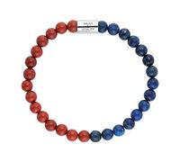 Engelsrufer Damen Stretch-Armband aus Sterling Silber mit 28 echten Edelstein Perlen Roter Jaspis und Lapislazuli - Trust & Vitality Gravur - nickelfrei - Größe: S