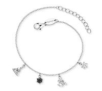 Armband ENGELSRUFER "Yin Yang Buddha und Om", silber (silberfarben, kristallweiß, schwarz, weiß, kristallweiß, schwarz), Armbänder, Damen, 20cm, Perlen Silber 925 (Sterlingsilber), Perlen, Silber 925