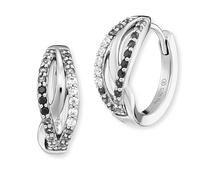 Engelsrufer Damen Yin Yang Infinity Creolen aus Sterling Silber - besetzt mit 44 weißen bis schwarzen Zirkonia Steinen - Clipverschluss - nickelfrei