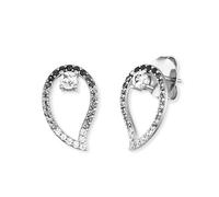 Engelsrufer Damen Yin Yang tropfenförmige Ohrstecker aus Sterling Silber - besetzt mit 44 weißen bis schwarzen Zirkonia Steinen - Steckverschluss - nickelfrei