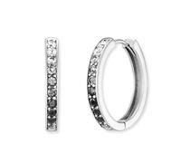 Engelsrufer Creolen Shade – Sterlingsilber, 26 Zirkonia (weiß–schwarz), Clipverschluss, nickelfrei