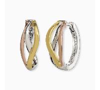 Engelsrufer Tricolor Creolen Paradise Ohrringe für Damen aus 925er Sterlingsilber, rhodiniert, gold & roségold, Clipverschluss, 16.5 mm, nickelfrei, Allergiker geeignet, ERE-PARADISE-TRI-CR