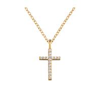 Kette mit Anhänger ENGELSRUFER "Kreuz, ERN-LILCROSS-ZI-G" Halsketten Gr. Silber 925 (Sterlingsilber), Länge: 42 cm Breite: 1,2 mm, goldfarben (gelbgoldfarben, kristallweiß, kristallweiß) Damen Ketten mit Anhänger Zirkonia (synth.) (93930747-0)