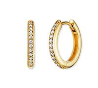 Paar Creolen ENGELSRUFER "Lola, ERE-LOLA-ZI-CR-16, ERE-LOLA-ZI-G-CR-16" Ohrringe Gr. Silber 925 (Sterlingsilber), goldfarben (gelbgoldfarben, kristallweiß, kristallweiß) Damen Creolen mit Zirkonia (synth.) (19850114-0)