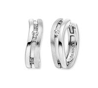 Engelsrufer filigrane Keep it so simple Damen Creole Xena aus Sterling Silber - besetzt mit weißen Zirkonia Steinen - Clipverschluss - nickelfrei - Größe: 16mm
