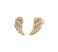 Engelsrufer Flügel Ohrstecker für Damen Gelbvergoldet 925er-Sterlingsilber Weiße Zirkonia Größe 11 mm