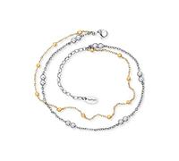 Engelsrufer Fußkettchen für Damen mit Perlen oder Zirkonia, 925er Sterlingsilber rhodiniert, oder Edelstahl, verstellbare Länge, nickelfrei, Allergiker geeignet