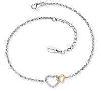 Engelsrufer Damen Fußkettchen Bicolor aus Sterling Silber mit Herz Anhänger - Karabinerverschluss - in zwei Längen verstellbar - nickelfrei - Größe: 22+5cm