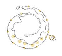 Engelsrufer Fußkette „Hearts Bicolor“ Damen | Edelstahl Silber & Roségold | Herz Design | 22+5 cm verstellbar | Eleganter Sommerschmuck