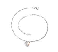 Engelsrufer Fußkette „Herzflügel Bicolor“ Damen | Edelstahl Silber & Roségold | Herz mit Flügel | 22+5 cm verstellbar | Eleganter Sommerschmuck
